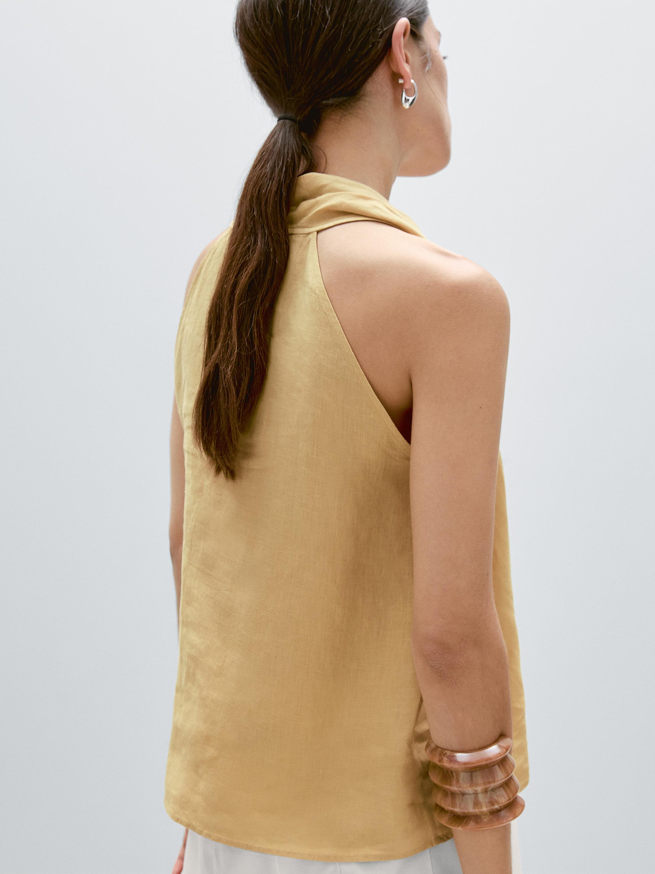 Top lin cache-cœur à encolure américaine